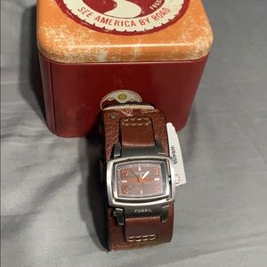 Fossil brown leather watch